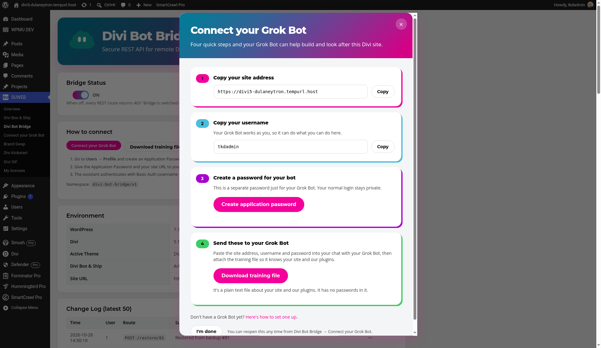 Connect your Grok Bot: four quick steps Divi Bot Bridge: Connect your Grok Bot: four quick steps