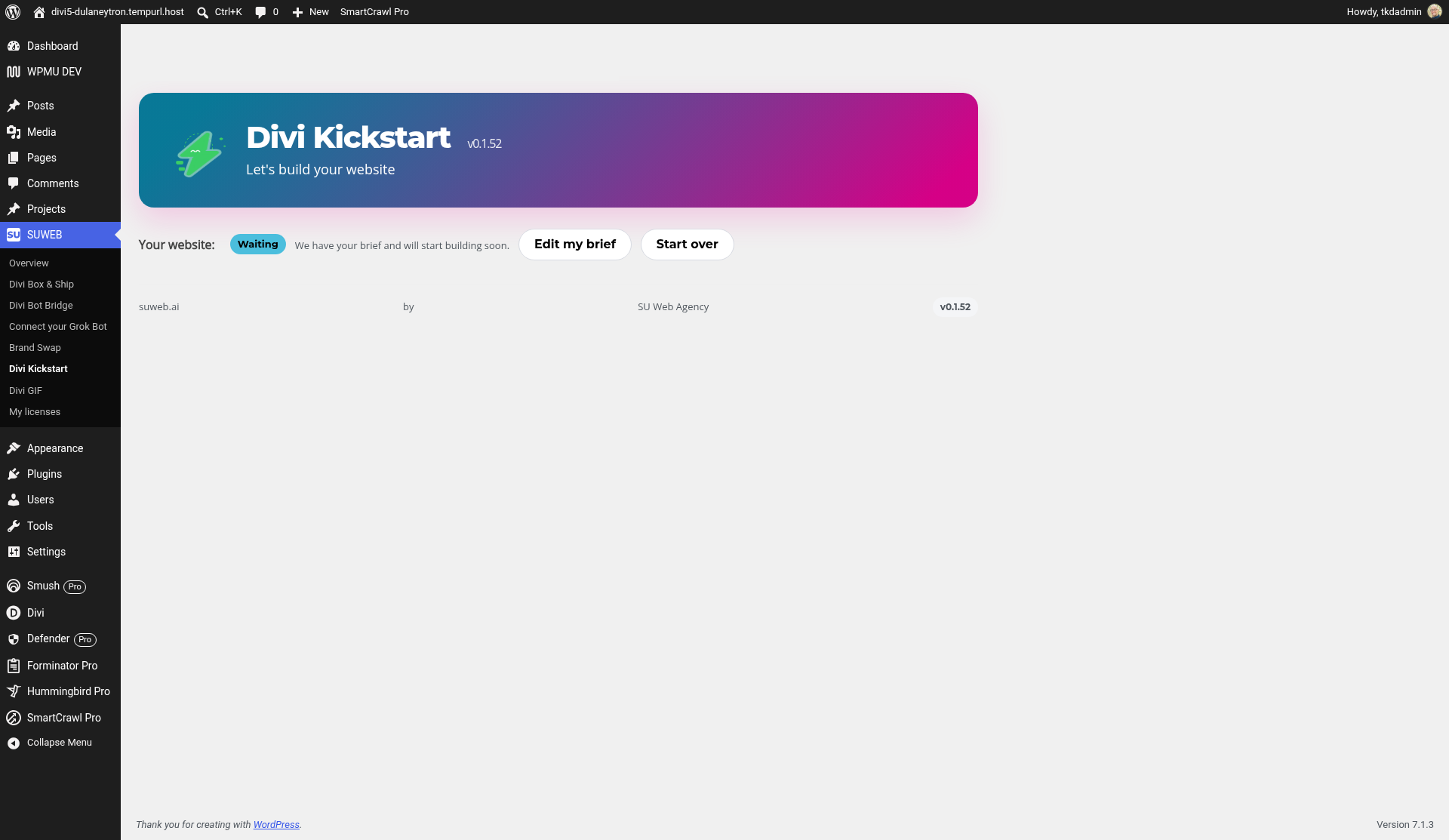 Your brief is waiting to be built Divi Kickstart: Your brief is waiting to be built