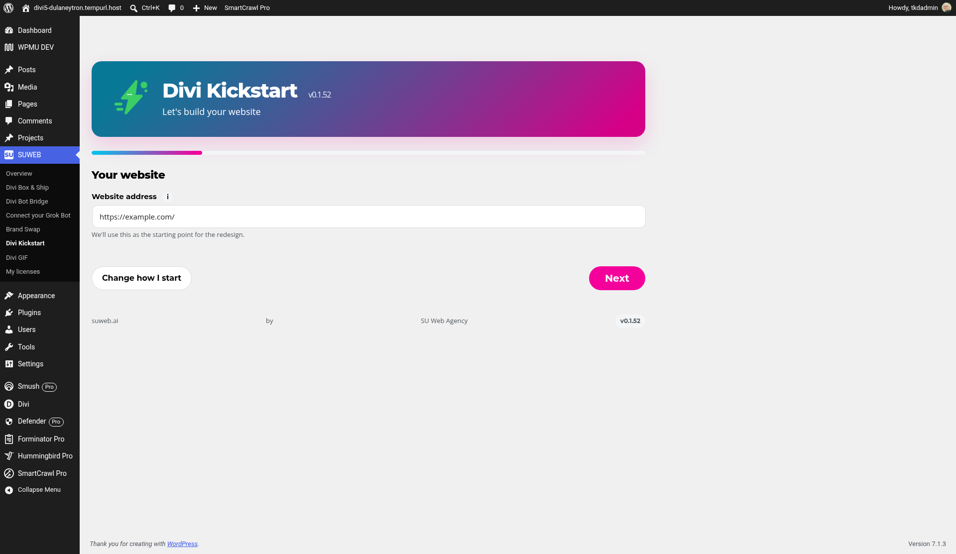 Redesign my site: enter your current website address Divi Kickstart: Redesign my site: enter your current website address